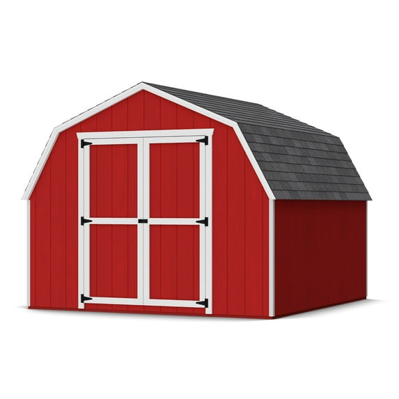 Little Cottage Co. 10x10 Value Gambrel Barn with 4 ft. Sidewalls with Floor, Outdoor Wood Storage Shed Do-It-Yourself Precut Kit