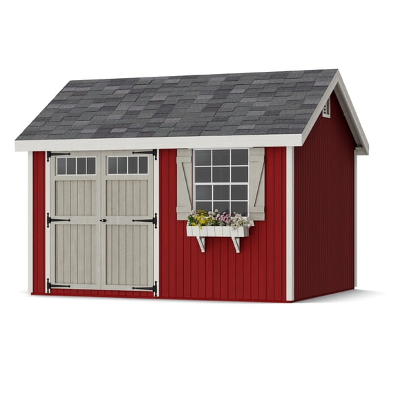 Little Cottage Co. 10x12 Colonial Pinehurst Shed with Operable Window and Floor, Outdoor Wood Storage Do-It-Yourself Precut Kit