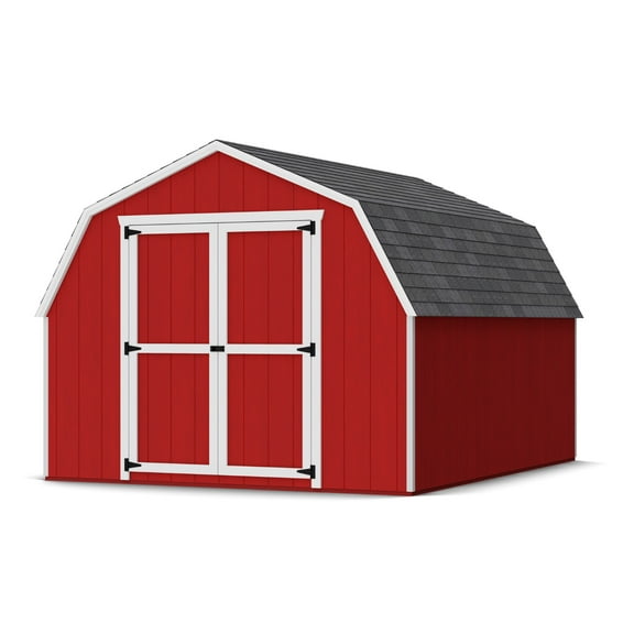 Little Cottage Co. 10x12 Value Gambrel Barn with 4 ft. Sidewalls with Floor, Outdoor Wood Storage Shed Do-It-Yourself Precut Kit