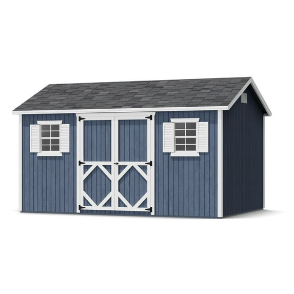 Little Cottage Co. 10x14 Classic Workshop Shed with Operable Windows, Outdoor Wood Storage Do-It-Yourself Precut Kit