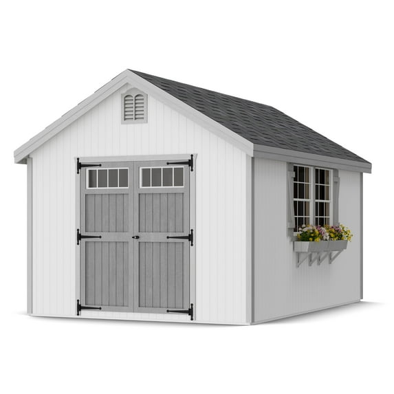 Little Cottage Co. 10x14 Colonial Williamsburg Shed with Operable Windows and Floor, Outdoor Wood Storage Do-It-Yourself Precut Kit