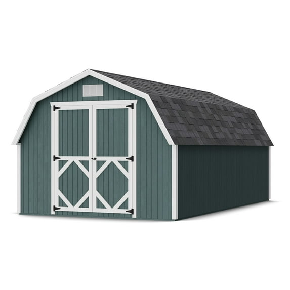 Little Cottage Co. 10x18 Classic Gambrel Barn with 4 ft. Sidewalls and Floor, Outdoor Wood Storage Shed Do-It-Yourself Precut Kit
