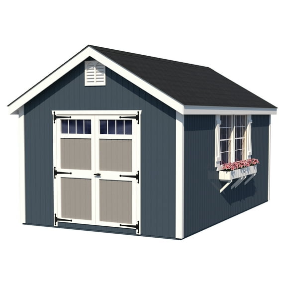 Little Cottage Co. 10x20 Colonial Williamsburg Shed with Operable Windows and Floor, Outdoor Wood Storage Do-It-Yourself Precut Kit