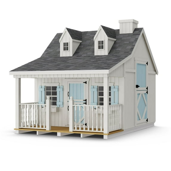 Little Cottage Co. 11x8 Pennfield Cottage Playhouse with Floor and Loft, Outdoor Wood Do-It-Yourself Kit