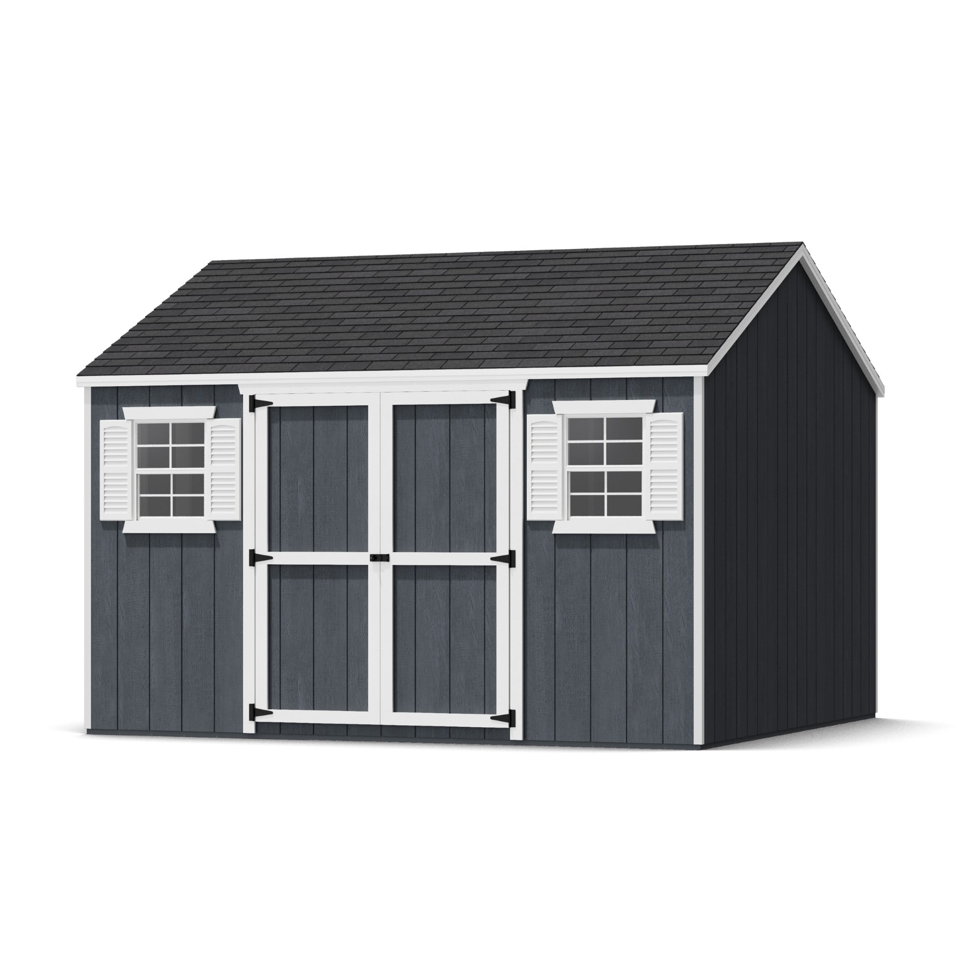 12x12 Gray and White Wooden Outdoor Storage Shed with Windows