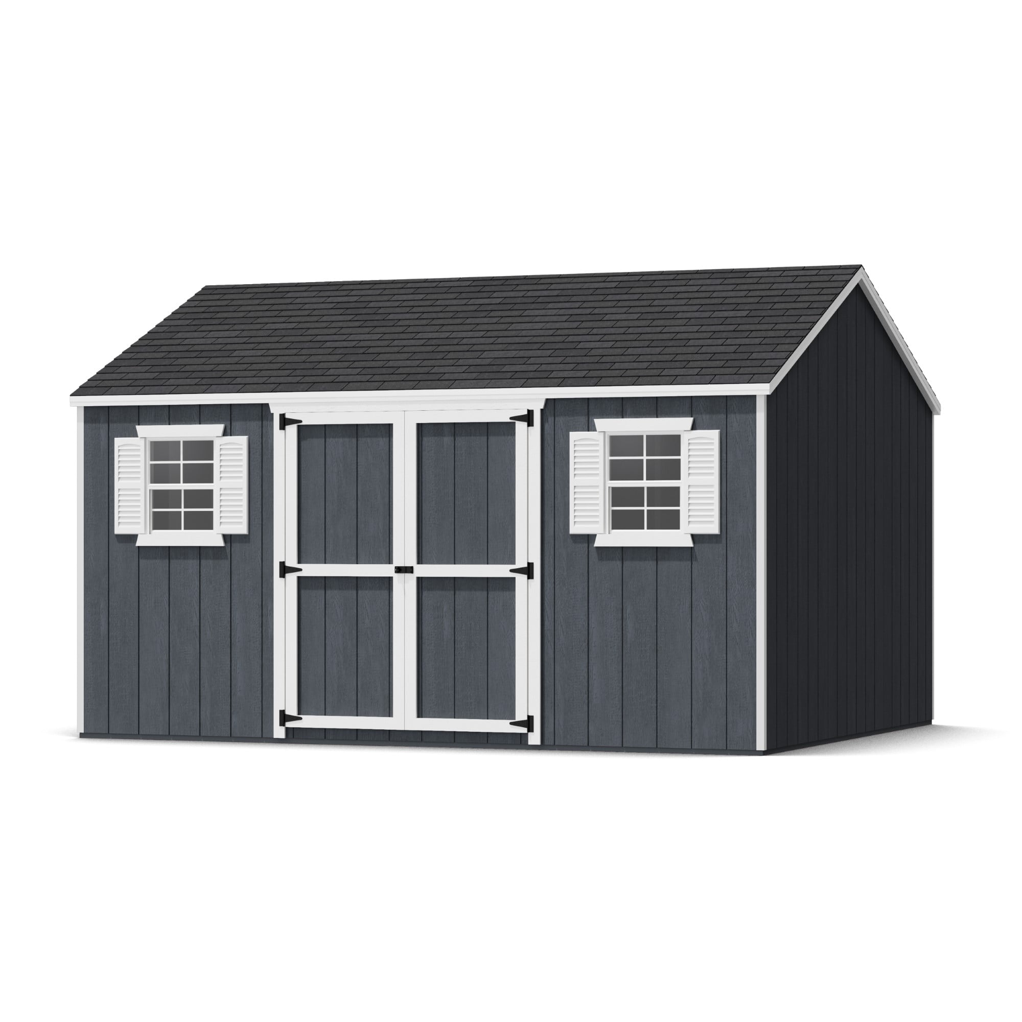 12x14 Dark Gray Wooden Workshop Shed with Windows and Floor