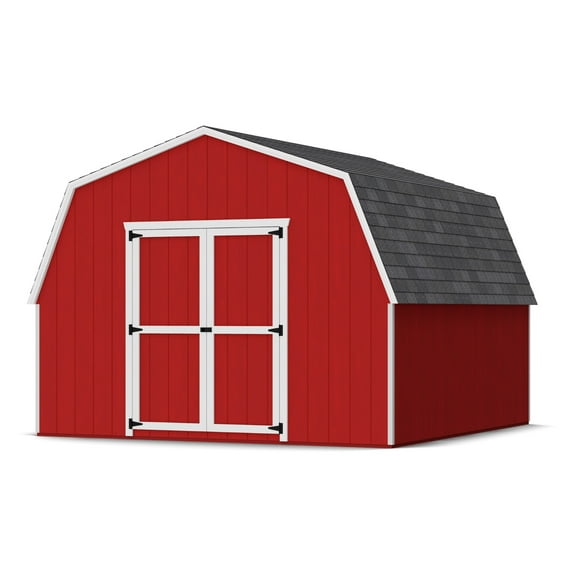 Little Cottage Co. 12x12 Value Gambrel Barn with 4 ft. Sidewalls with Floor, Outdoor Wood Storage Shed Do-It-Yourself Precut Kit
