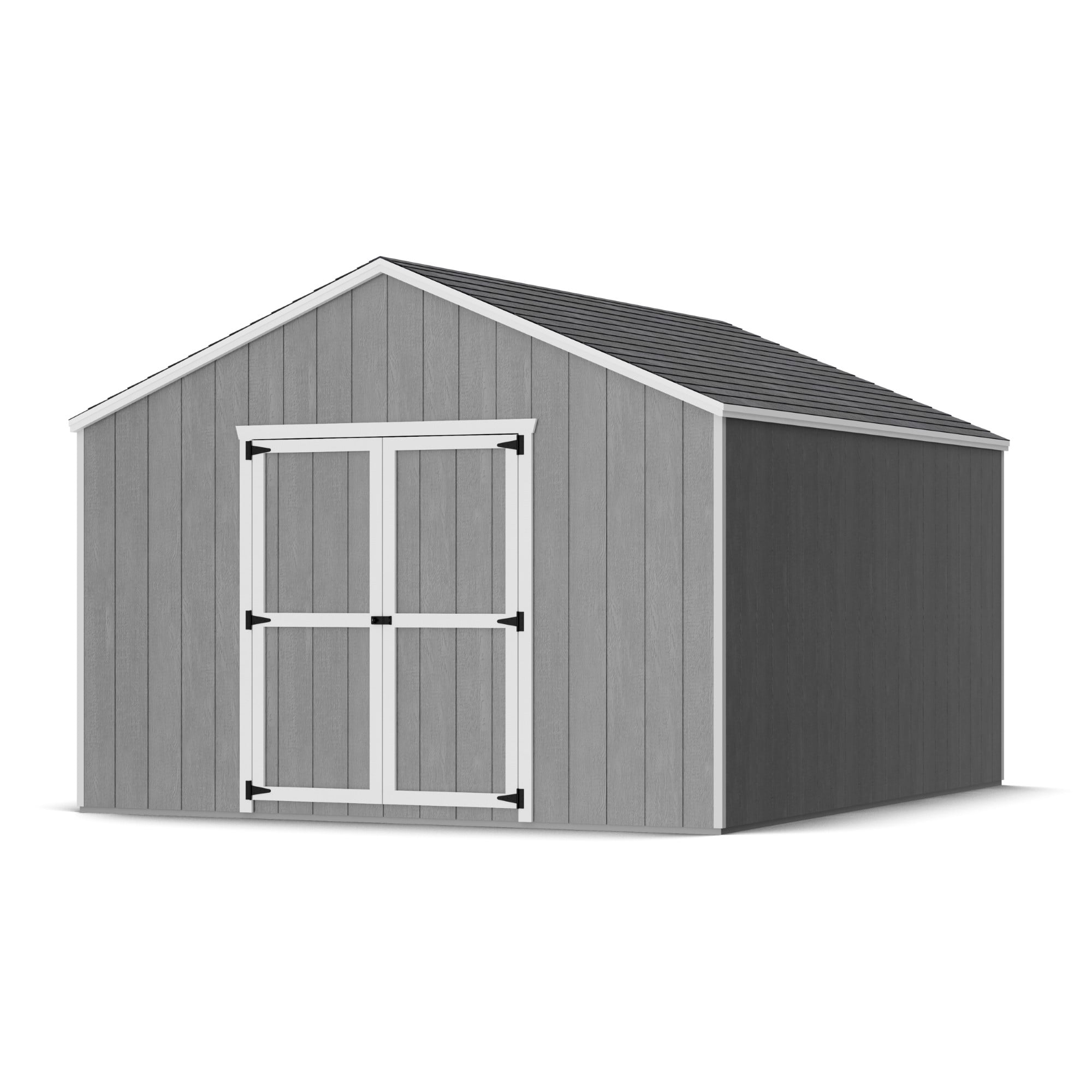 12x14 Gray Wood Gable Storage Shed Kit with Windows