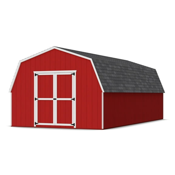 Little Cottage Co. 12x24 Value Gambrel Barn with 4 ft. Sidewalls with Floor, Outdoor Wood Storage Shed Do-It-Yourself Precut Kit