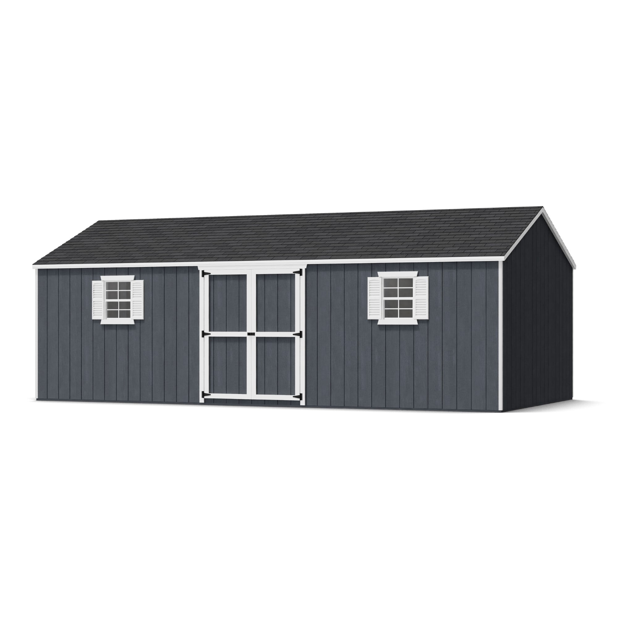 12x24 Dark Gray Wood Gable Storage Shed with Windows