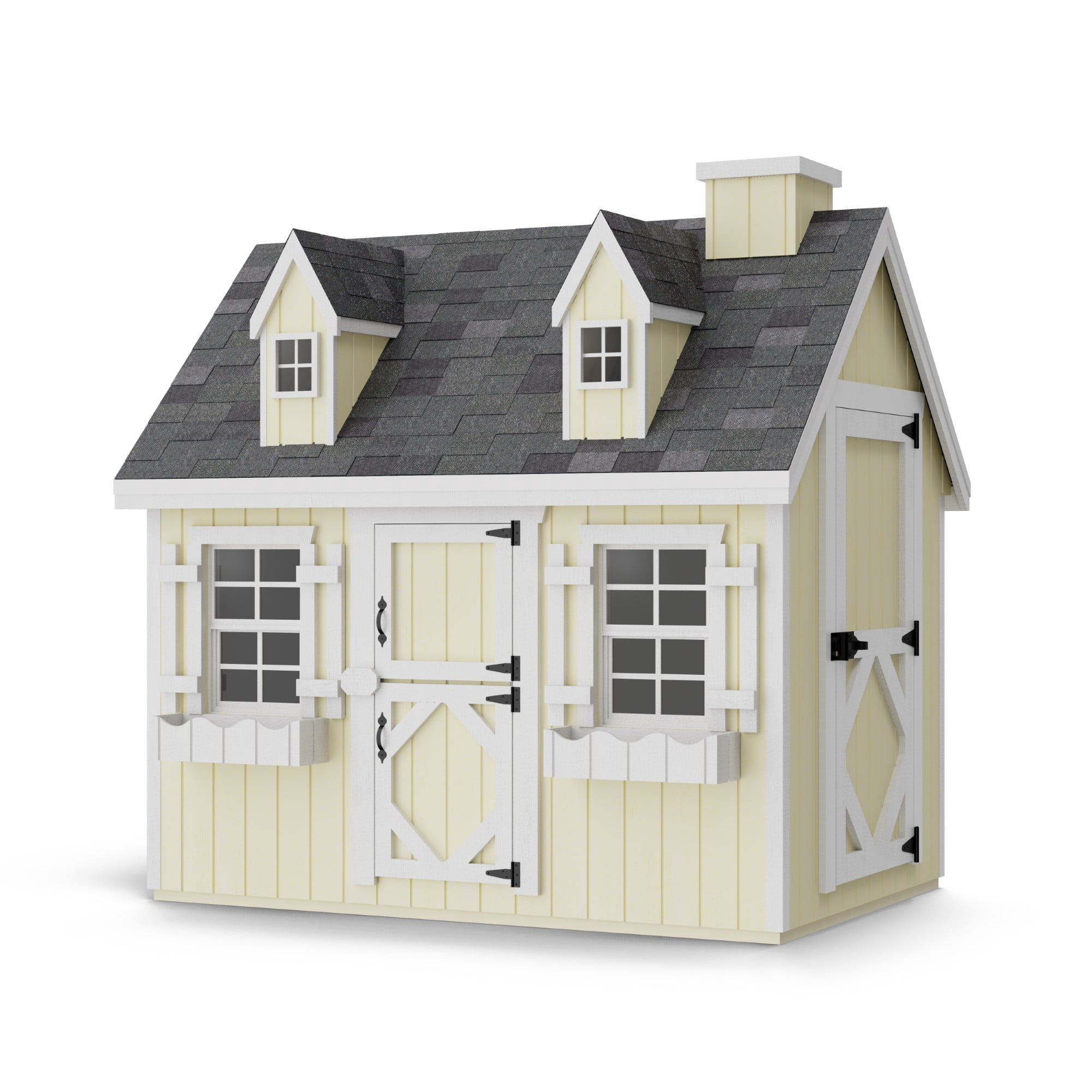 Cape Cod Yellow and White Wood Outdoor Playhouse with Floor