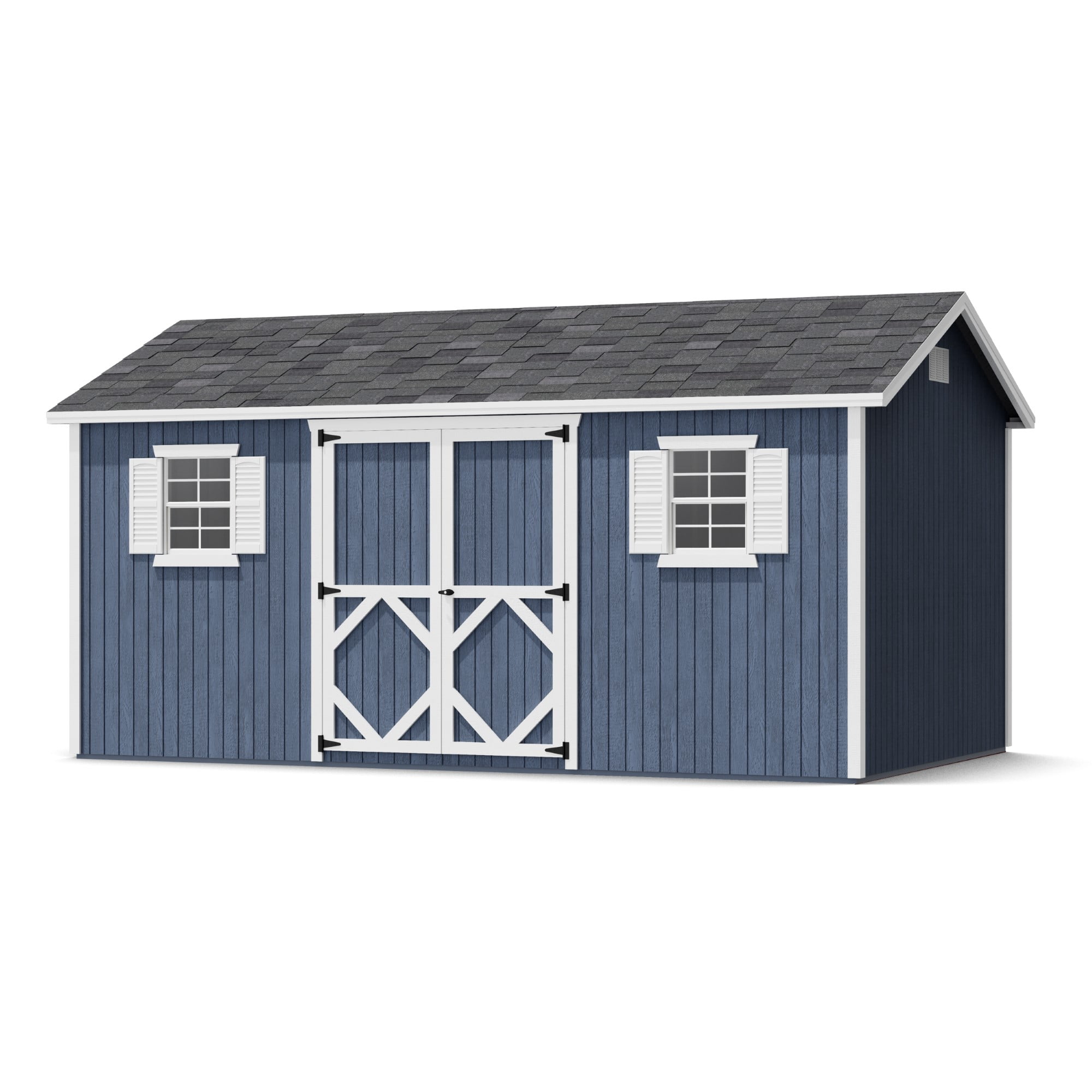 Classic Blue and White 8' x 16' Wood Storage Shed with Windows