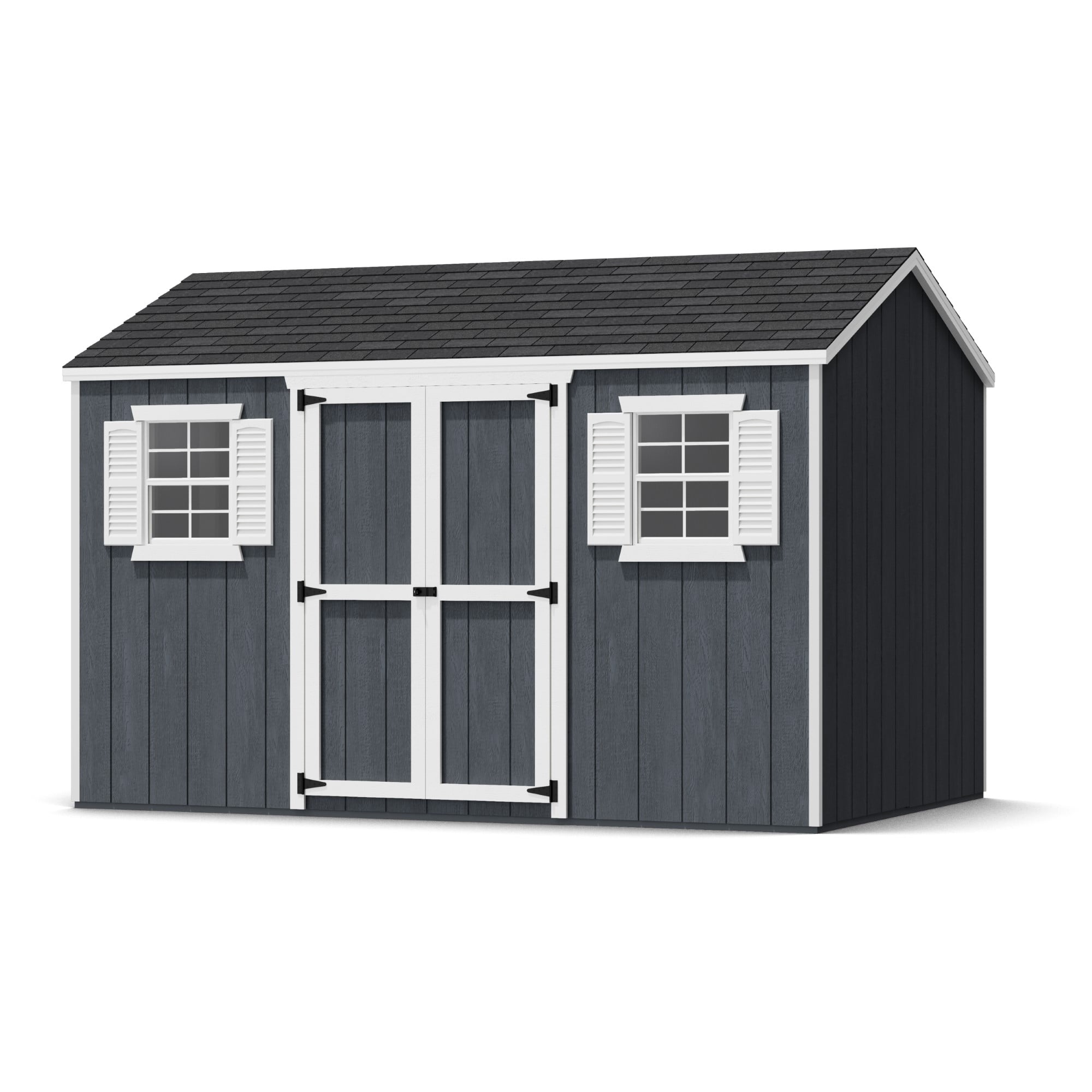 8x12 Gray Wood Storage Shed with Windows and Floor Kit