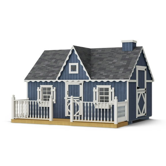 Little Cottage Co. 8x12 Victorian Playhouse with Floor, Deck and Rail, Outdoor Wood Do-It-Yourself Kit