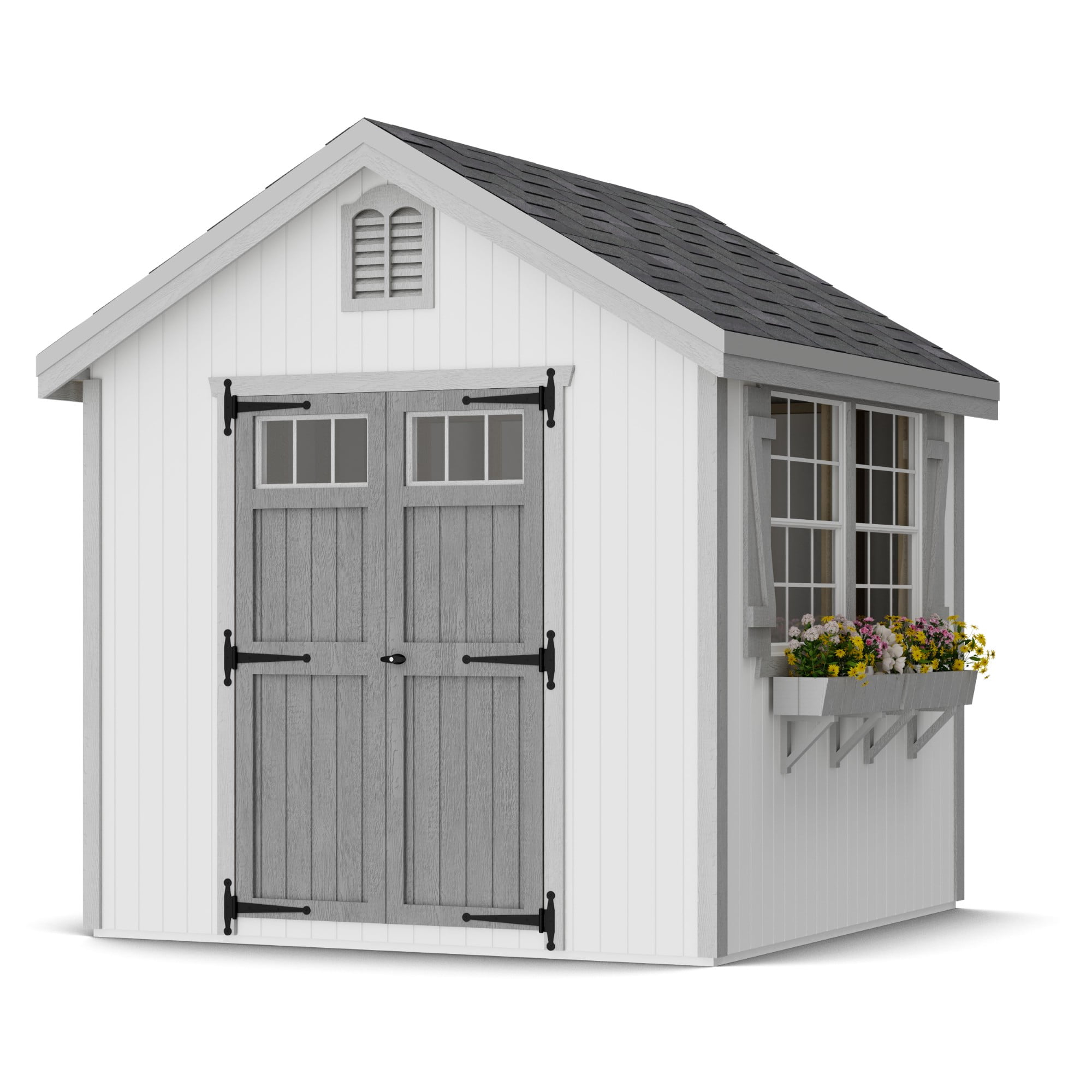 Little Cottage Co. 8x8 Colonial Williamsburg Shed with Operable Windows and Floor, Outdoor Wood Storage Do-It-Yourself Precut Kit