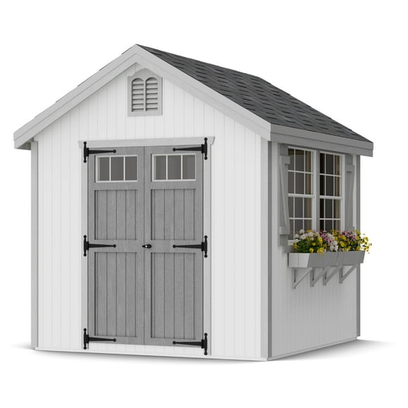 Little Cottage Co. 8x8 Colonial Williamsburg Shed with Operable Windows and Floor, Outdoor Wood Storage Do-It-Yourself Precut Kit
