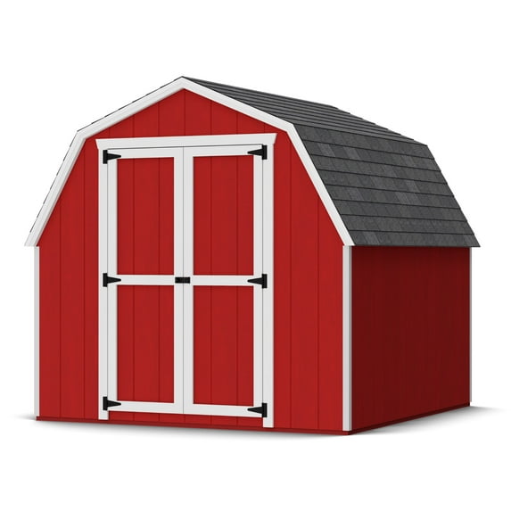 Little Cottage Co. 8x8 Value Gambrel Barn with 4 ft. Sidewalls with Floor, Outdoor Wood Storage Shed Do-It-Yourself Precut Kit