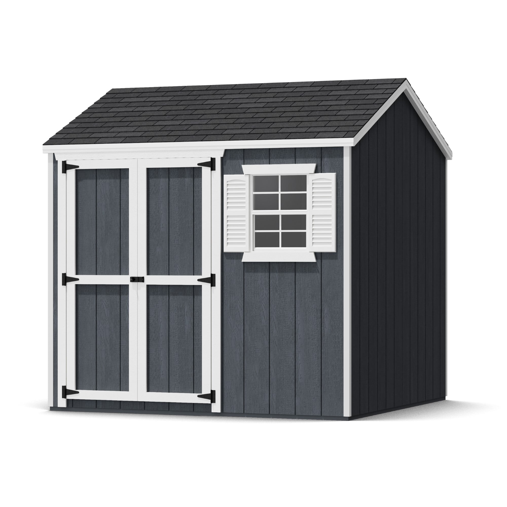 8x8 Dark Gray Wood Storage Shed with Windows and Floor