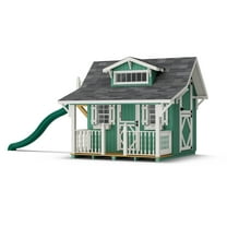 Little Cottage Co. 9x8 Craftsman Playhouse with Floor and Slide, Outdoor Wood Do-It-Yourself Kit