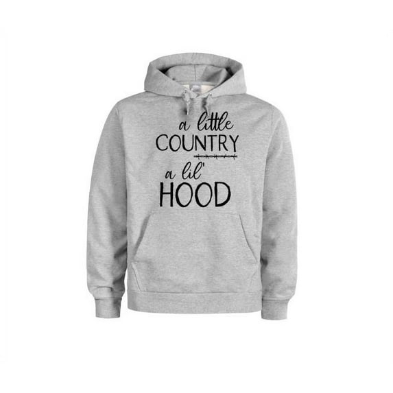 A Little Country A Little Hood, Country Hoodie, Women's Country Hoodie, Hood Hoodie, Gift For Her, Country Hoodie, Farm Shirt, Girl Farmer, Grey (Black Text), LARGE