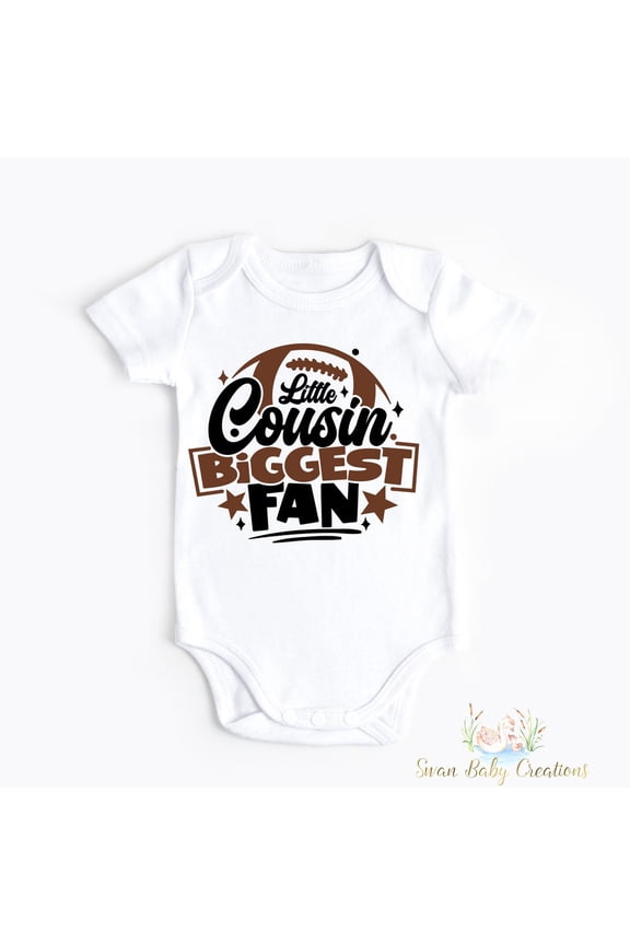 Little Cousin Biggest Fan Football Season Sunday Football Baby Sports Baby Boy Football Shirt Football Baby Shower Gif Cute Baby Onesie, BABY BODYSUIT LAT 4424