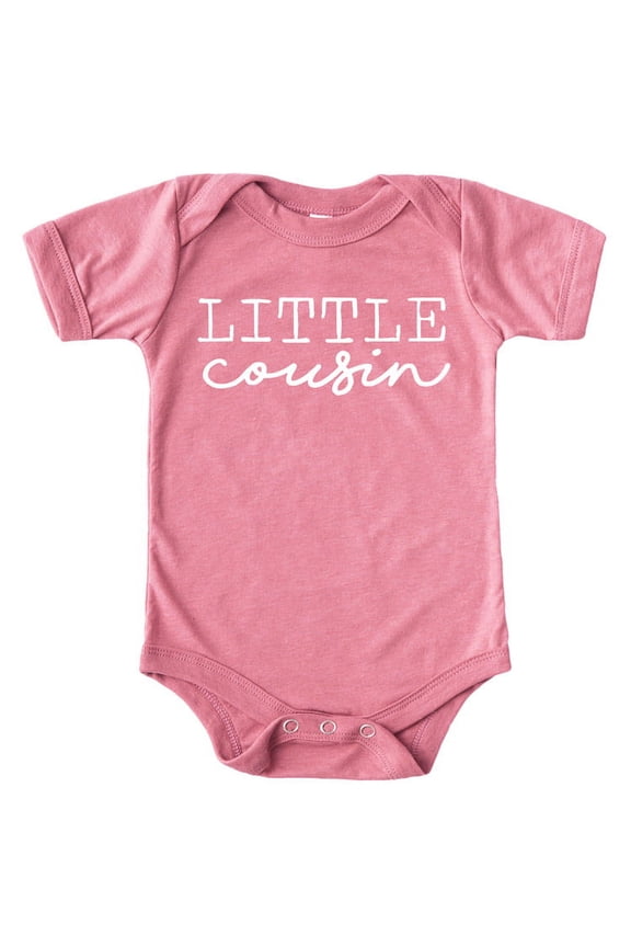 Little Cousin Bodysuits for Baby and Toddler Fun Family Outfits White on Mauve Bodysuit 6 Months