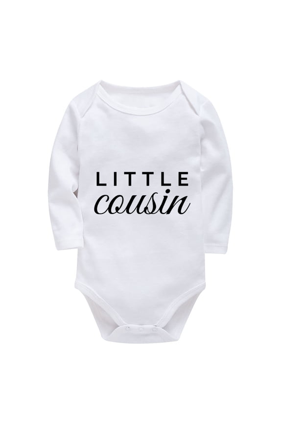 Little Cousin Coming Home from Hospital Outfit Long Sleeve Baby Boy Summer Rompers White Cute Baby Girl Clothes 0-3 Months