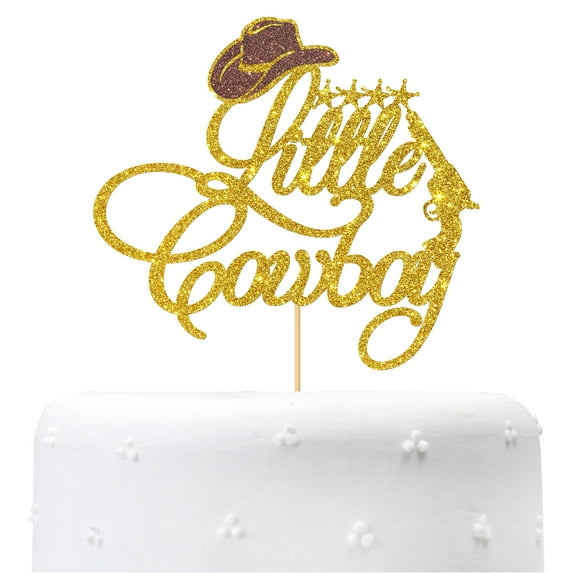 Little Cowboy Cake Topper,Western Cowgirl Cowboy Hat Cake Toppers,Cowboy Themed Cake Decoration for Men Sport Boys Birthday Party
