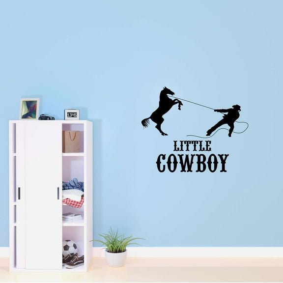 Little Cowboy Cowboys Roping Horse Shierf In Town Shootout Wrangler Chaps Rodeo Horse Pony Bull Steer Stallion Roper Holiday Gift Decorating Ideas Bedroom Wall Decal Sticker - Size: 10 In X 8 In