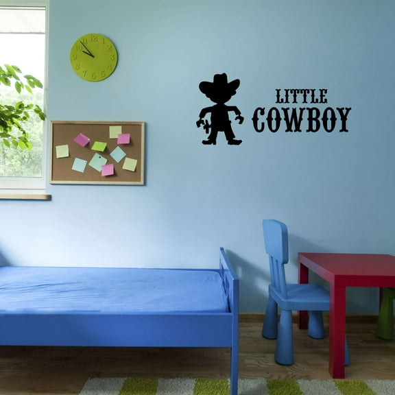 Little Cowboy Cowboys Shierf In Town Shootout Wrangler Chaps Rodeo Horse Pony Bull Steer Stallion Roper Holiday Gift Decorating Ideas Bedroom Wall Decal Sticker - Size: 20 In X 10 In