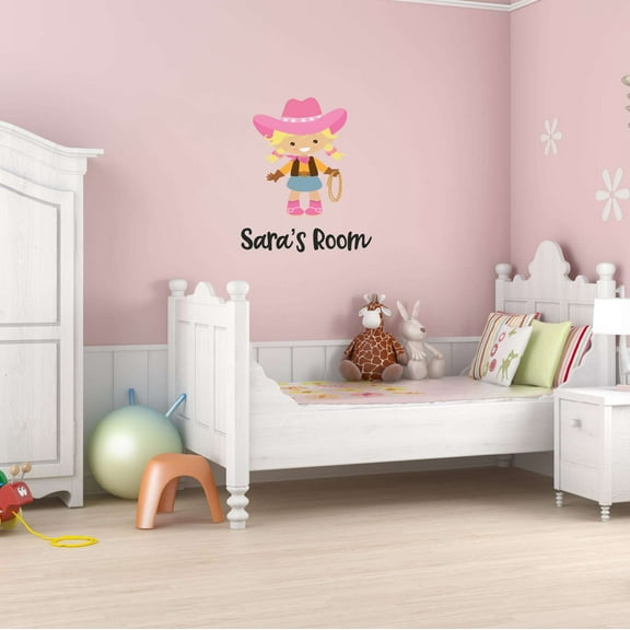 Little Cowgirl Roper Personalized Name Cowboy Chaps Rodeo Horse Pony Bull Steer Stallion Roper Holiday Gift Decorating Ideas Bedroom Wall Decal Sticker - Size: 8 In X 10 In