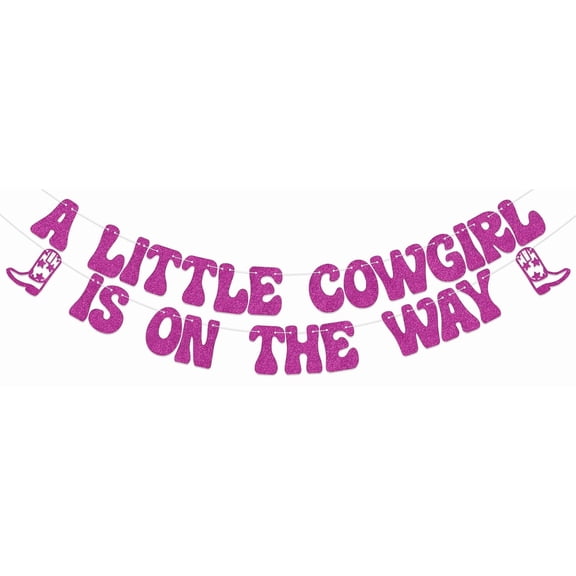 A Little Cowgirl Is On the Way Banner, Cowgirl Baby Shower Decorations, Western Baby Shower Decorations, Welcome Baby Girl Gender Reveal Decorations Rose Red