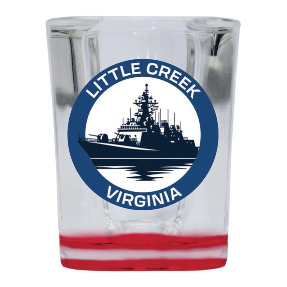 Little Creek Virginia Design B Souvenir 2 oz Square Shot Glass Red