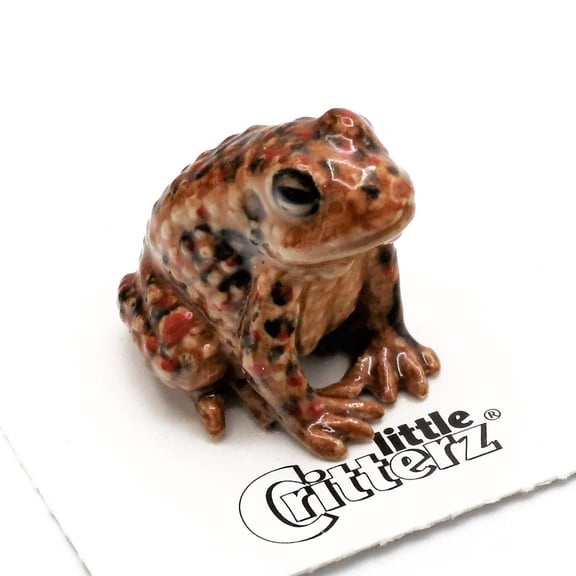 Little Critterz American Toad "Bufo" - Hand-painted Home Decor Animal Decorative Figurine Birthday Gift - Miniature Porcelain Figurine