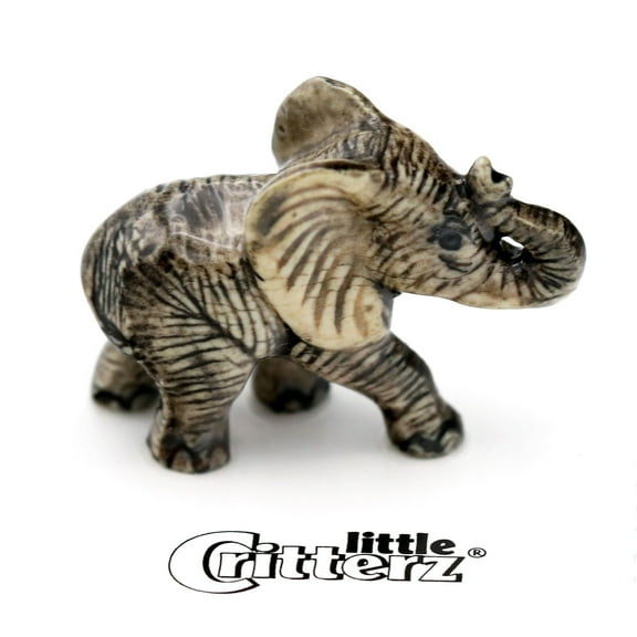 Little Critterz Bronze African Elephant Calf "Savanna" - Home Decor Animal Decorative Figurine Birthday Gift - Miniature Porcelain Figurine