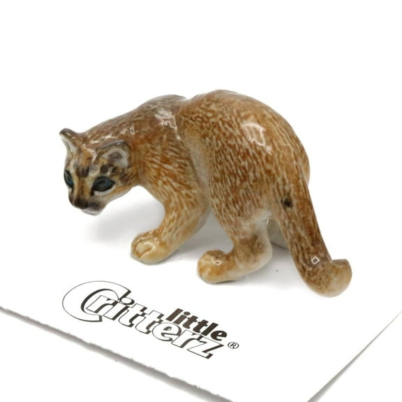 Little Critterz Bronze Cougar "Cheyenne" Hand-painted - Home Decor Animal Decorative Figurine Birthday Gift - Miniature Porcelain Figurine