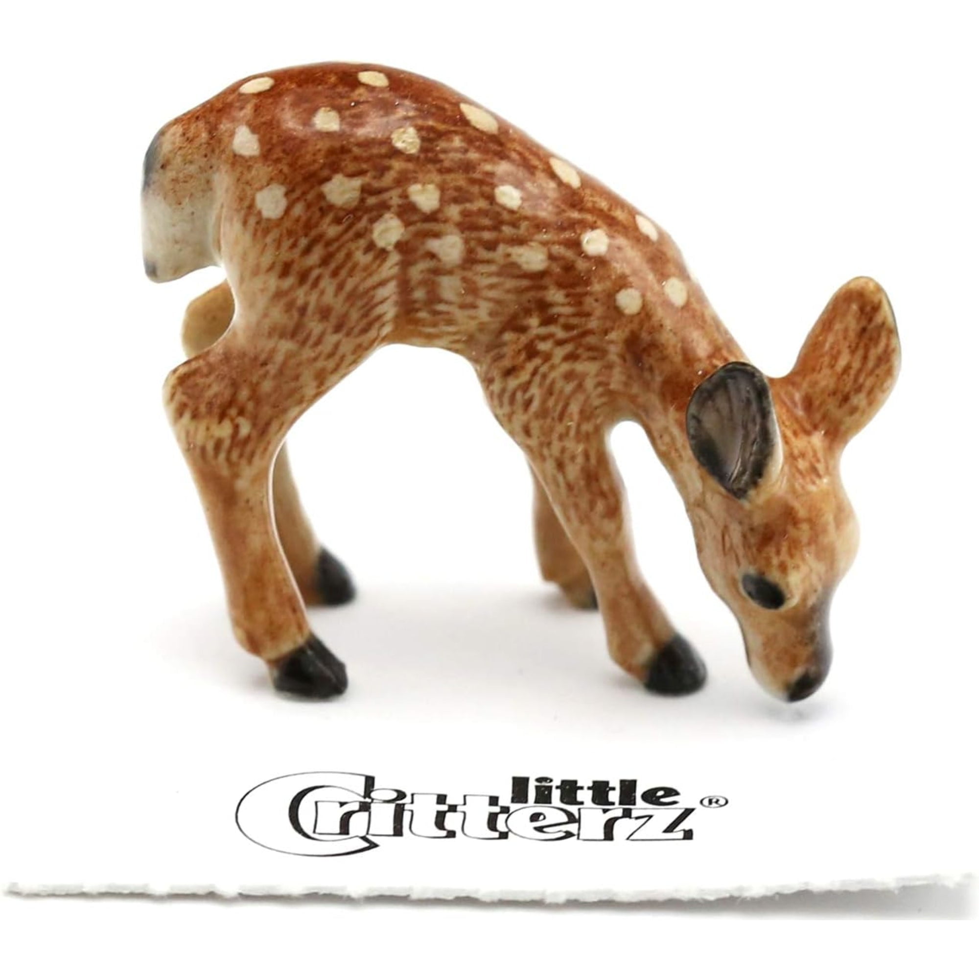 Little Critterz Brown Deer Fawn "Ophrah" Hand-painted - Home Decor Animal Decorative Figurine Birthday Gift - Miniature Porcelain Figurine