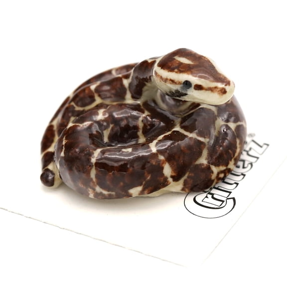 Little Critterz Burmese Python India Snake - Handcrafted Home Decor Reptile Decorative Figurine - Miniature Porcelain Figurine