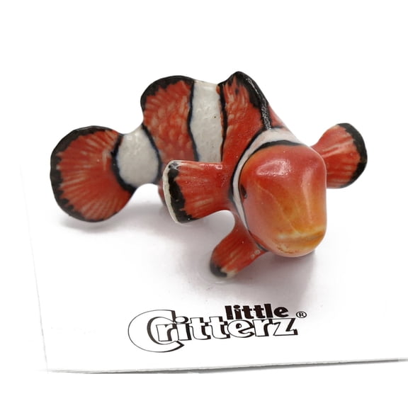 Little Critterz Clown Fish Anemone Miniature Porcelain Figurine, Hand-Painted Collectible Marine Animal Statue, Ocean Home Dcor Display Piece, Birthday Gift for Sea Life Lovers