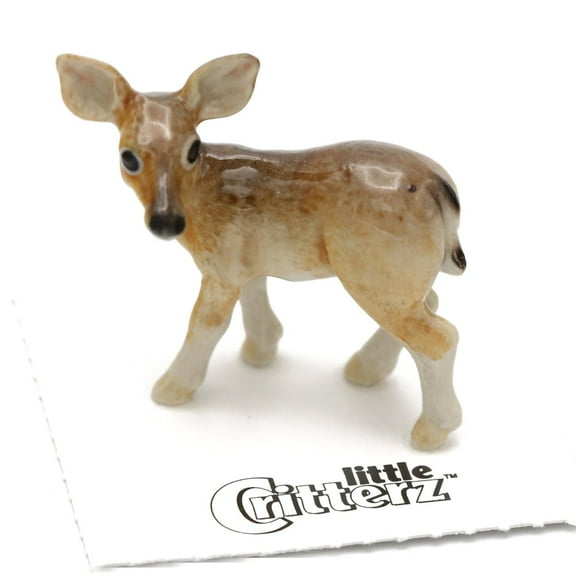 Little Critterz Deer Doe "Serenity" Hand-painted - Home Decor Animal Decorative Figurine Birthday Gift - Miniature Porcelain Figurine