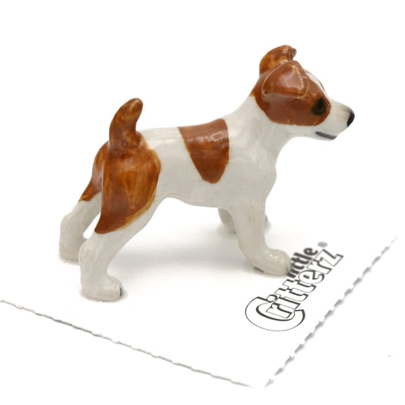 Little Critterz Dog Jack Russell Terrier "Ajax" Animal - Hand-painted Home Decor Animal Decorative Figurine - Miniature Porcelain Figurine