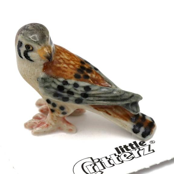 Little Critterz Falcon - Kestrel Falcon -"Hover" - miniature porcelain figurine