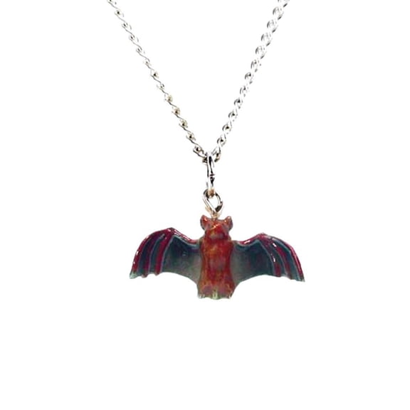 Little Critterz Jewelry Little Brown Bat Bird - Handcrafted Home Decor Bird Decorative Figurine - Necklace Pendant Porcelain Jewelry