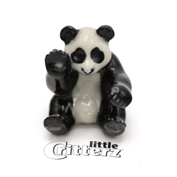 Little Critterz Panda Bear Ziao Liwu Hand-painted - Home Decor Animal Decorative Figurine Birthday Gift - Miniature Porcelain Figurine