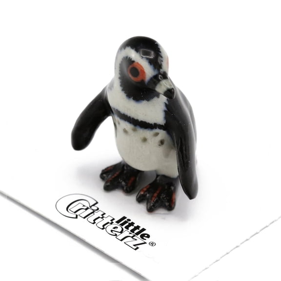 Little Critterz Penguin African Penguin "Simon" Hand-painted - Home Decor Bird Decorative Figurine Birthday Gift - Miniature Porcelain Figurine