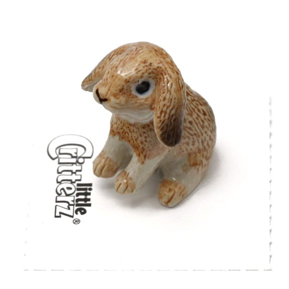 Little Critterz Rabbit Lop Eared "Duchess" Sculpture - Hand-painted Home Decor Animal Decorative Figurine - Miniature Porcelain Figurine