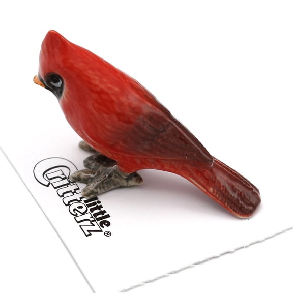 Little Critterz Red Cardinal Louis Hand-painted - Home Decor Bird Birthday Gift Decorative Figurine - Miniature Porcelain Figurine
