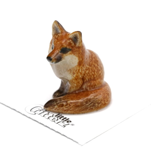 Little Critterz Red Fox Vintage "Brush" Hand-painted - Home Decor Animal Decorative Figurine Birthday Gift - Miniature Porcelain Figurine