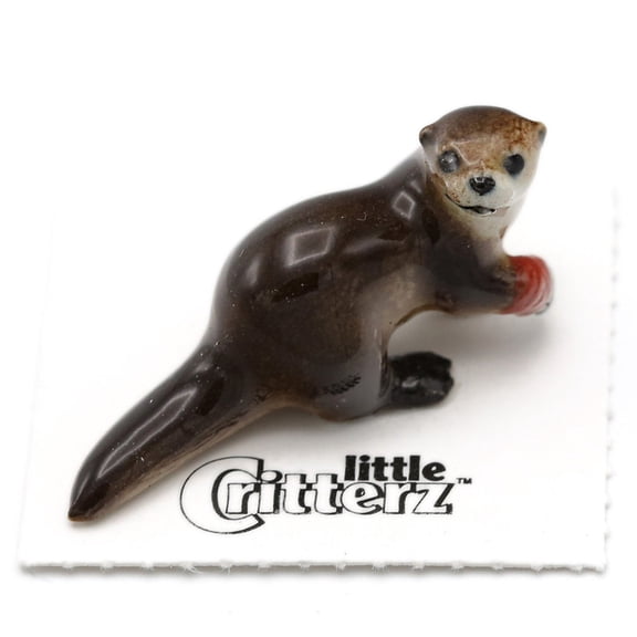 Little Critterz Rescue River Otter "Webster" - Hand-painted Home Decor Animal Decorative Figurine - Miniature Porcelain Figurine