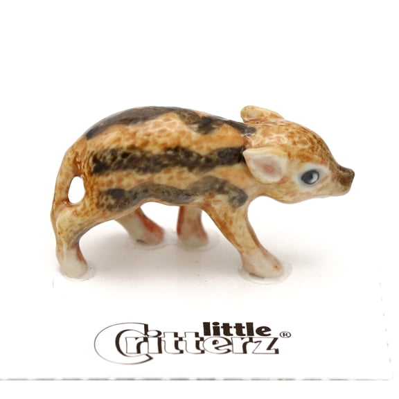 Little Critterz River Piglet Racer Forest Animal - Handcrafted Home Decor Animal Decorative Figurine - Miniature Porcelain Figurine